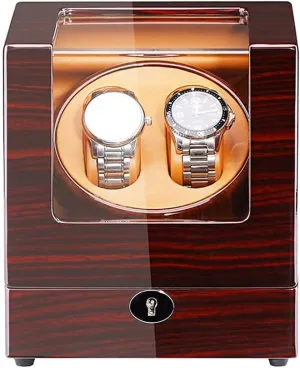 Watches Storage annoyed depredation coarse deft song Dispaly Case with Quiet Motor 5 Rotation Mode Setting Wood Shell Piano Finish Not Include Watches,C-A Watch Watch Winder for 2 