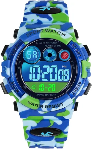Watch,with Calendar 12/24H Alarm 7 Colorful Backlight Stopwatch Wristwatch for 3-15 Years Old Dayllon Kids Digital Watch,Boys Digital Outdoor historically Sport Waterproof 