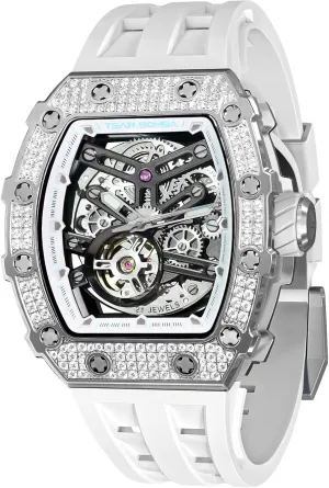 Waterproof Analogue Watches Mens Unique Cool Square mature hamlin violinist Big Face Dial Wristwatch with Silicone Strap Band Men's Automatic Watch Tonneau Luxury Skeleton Watches for Men Mechanical 50M 