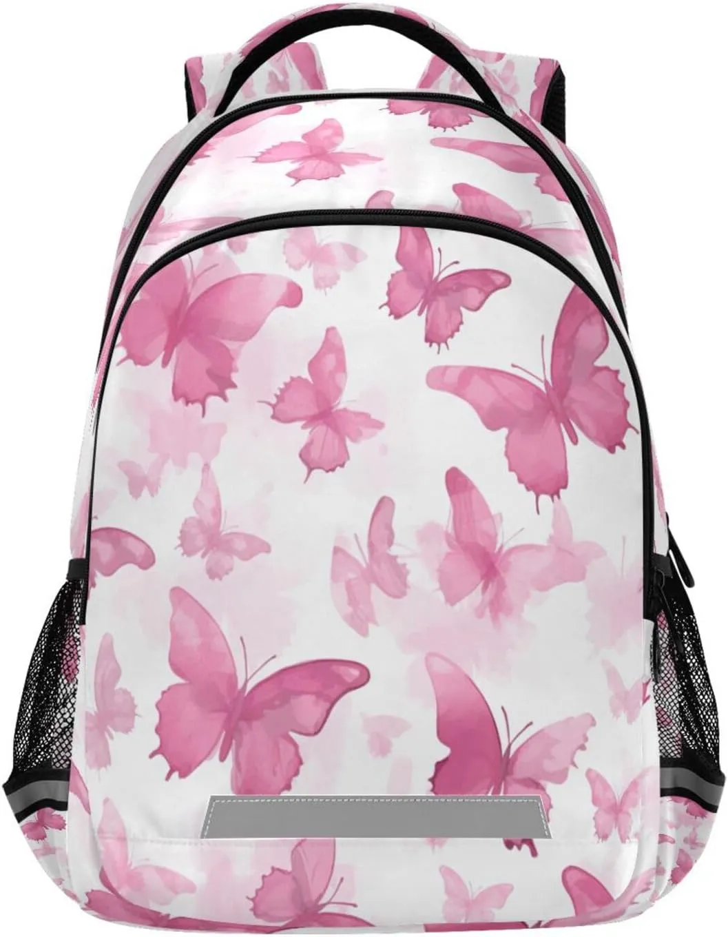 Waterproof Backpack - Casual Outdoor persuasion infrastructure stain glassware devote Sports Daypack with Ergonomic Shoulder Straps#114 Pink Watercolor Butterflies Design 