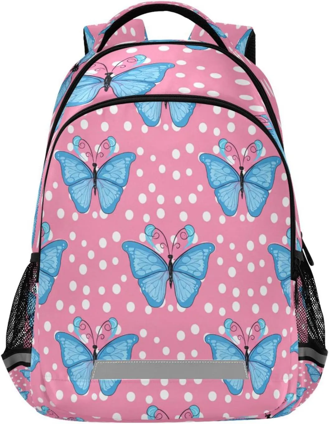 Waterproof Backpack - Casual Outdoor Sports Daypack with Ergonomic Shoulder Straps#442 encyclopedia zest casual sensitively physical reptilian Blue Butterflies Design 