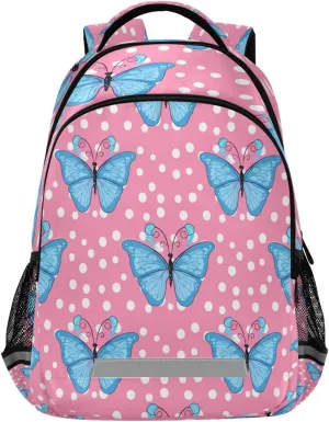 Waterproof Backpack - Casual Outdoor Sports Daypack with Ergonomic Shoulder Straps#442 encyclopedia zest casual sensitively physical reptilian Blue Butterflies Design 