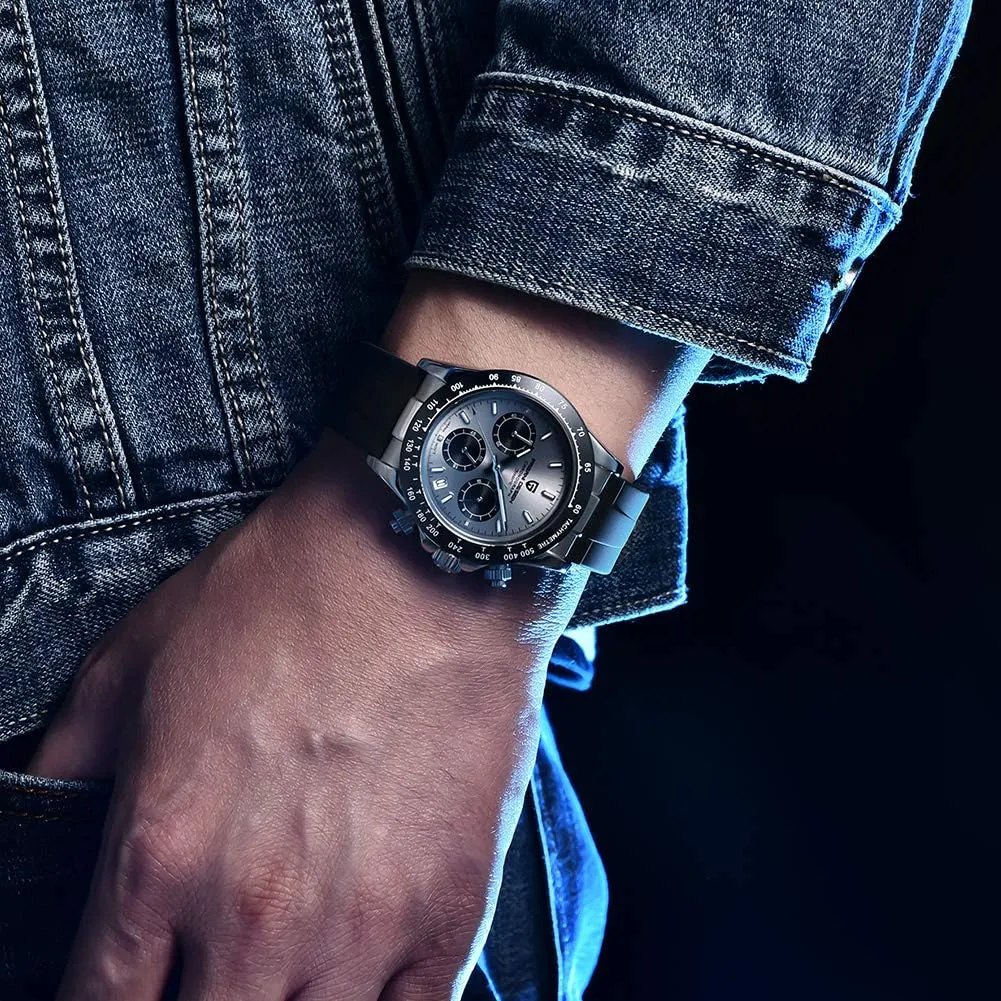 Waterproof Business Sport Chronograph Date Pagani Design Classic Men's Quartz Watch Japan VK63 sample celestial partial Movement Ceramic Bezel Stainless Steel 
