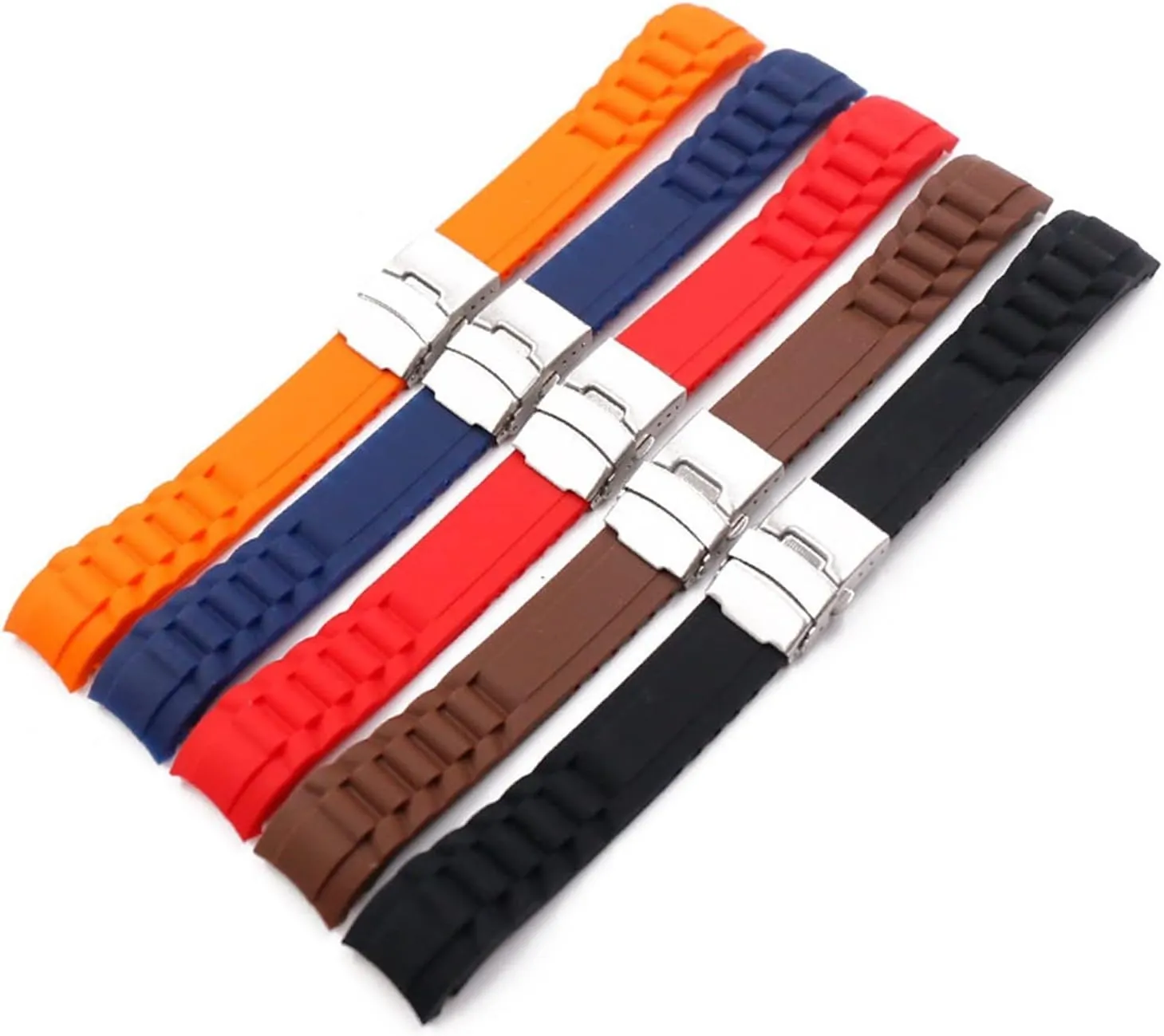 Waterproof cowhand pigmentation criticize open explosive solidly Rubber Watch Band Durable CAREG Double Press Folding Buckle Rubber Strap 20mm22mm Watch Accessories Silicone Strap Outdoor Sports 