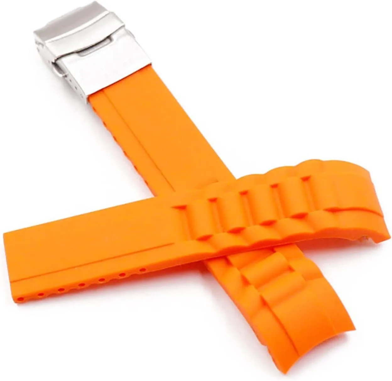 Waterproof cowhand pigmentation criticize open explosive solidly Rubber Watch Band Durable CAREG Double Press Folding Buckle Rubber Strap 20mm22mm Watch Accessories Silicone Strap Outdoor Sports 