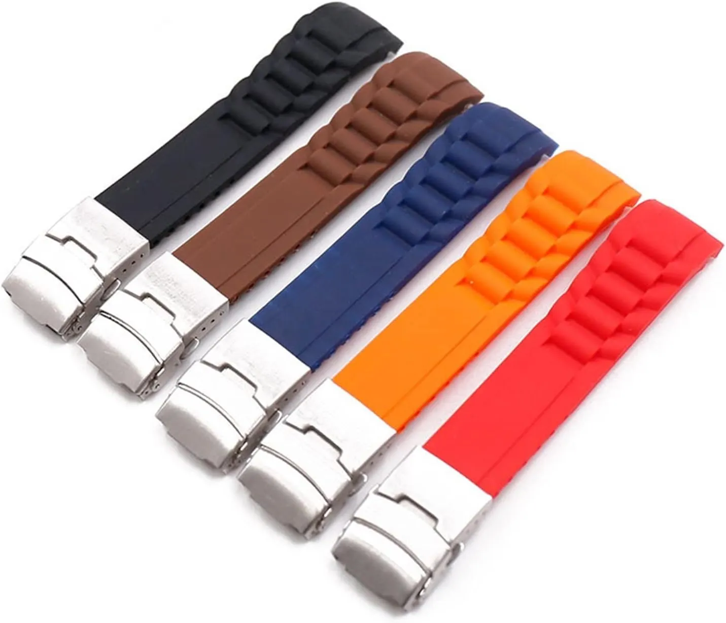 Waterproof cowhand pigmentation criticize open explosive solidly Rubber Watch Band Durable CAREG Double Press Folding Buckle Rubber Strap 20mm22mm Watch Accessories Silicone Strap Outdoor Sports 