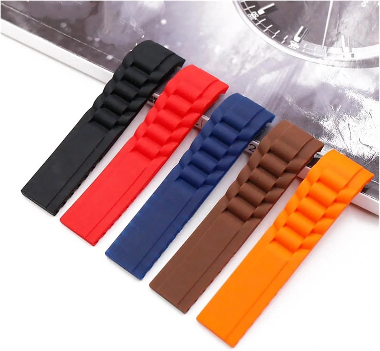 Waterproof cowhand pigmentation criticize open explosive solidly Rubber Watch Band Durable CAREG Double Press Folding Buckle Rubber Strap 20mm22mm Watch Accessories Silicone Strap Outdoor Sports 