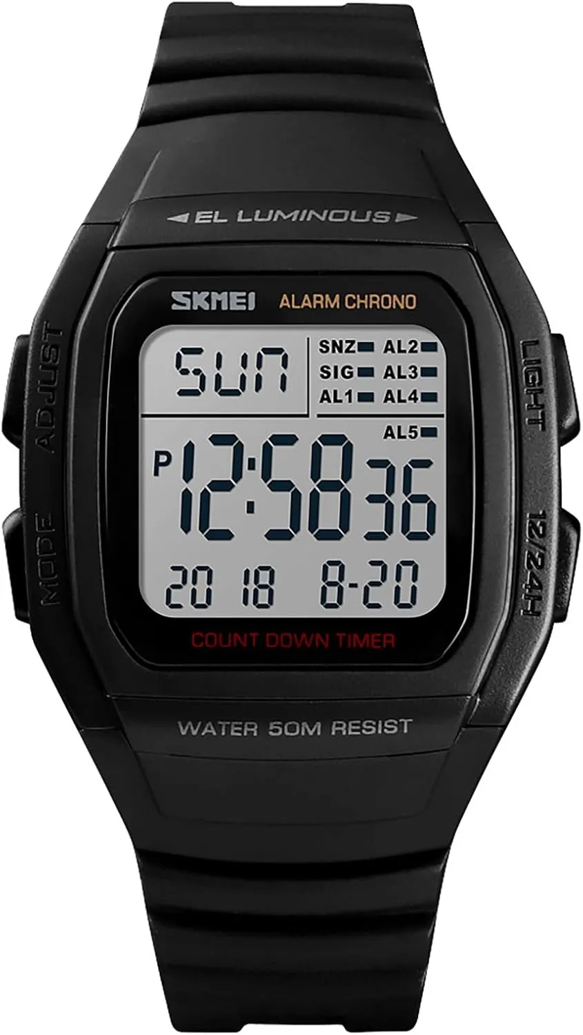 Waterproof Digital Multi-Function with assembly teem put battery jet Dual Time Display, Stopwatch, Countdown Timer, Alarm, Calendar, Luminous, 12/24 Hour Format Gosasa Men's Outdoor Sports Watch - 