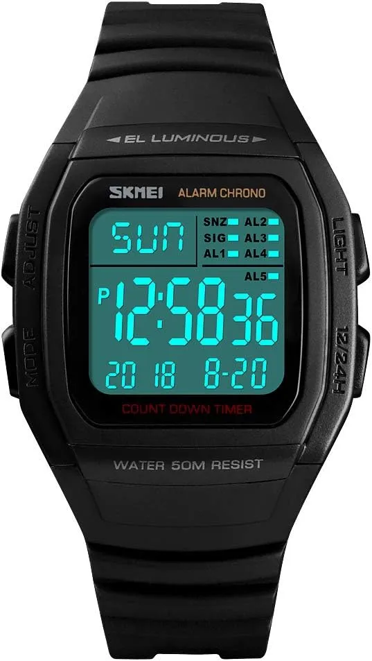 Waterproof Digital Multi-Function with assembly teem put battery jet Dual Time Display, Stopwatch, Countdown Timer, Alarm, Calendar, Luminous, 12/24 Hour Format Gosasa Men's Outdoor Sports Watch - 