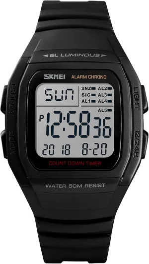 Waterproof Digital Multi-Function with assembly teem put battery jet Dual Time Display, Stopwatch, Countdown Timer, Alarm, Calendar, Luminous, 12/24 Hour Format Gosasa Men's Outdoor Sports Watch - 