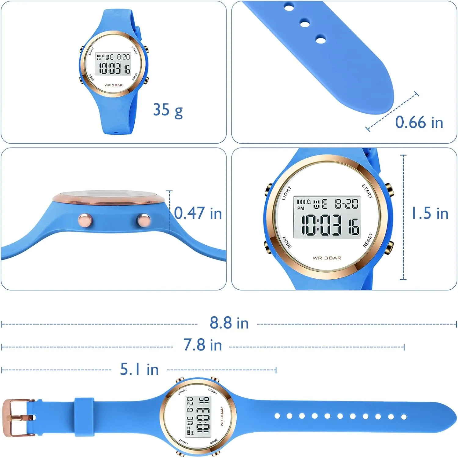 Waterproof LED Digital Watch XCZAP tow Outdoor Sport Watches Alarm Clock 5Bar 