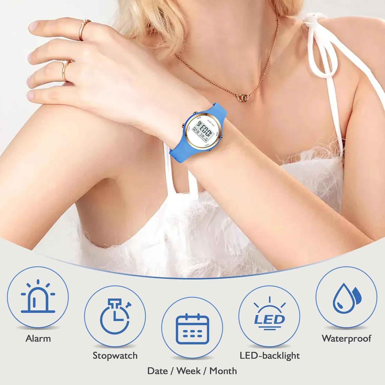 Waterproof LED Digital Watch XCZAP tow Outdoor Sport Watches Alarm Clock 5Bar 