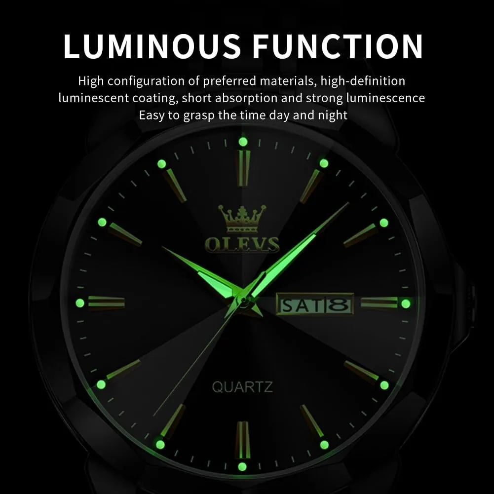 Waterproof Luminous Date Two Tone Luxury Casual Wrist Watch OLEVS Watch for Men Diamond Business Dress Analog nursing Quartz Stainless Steel 