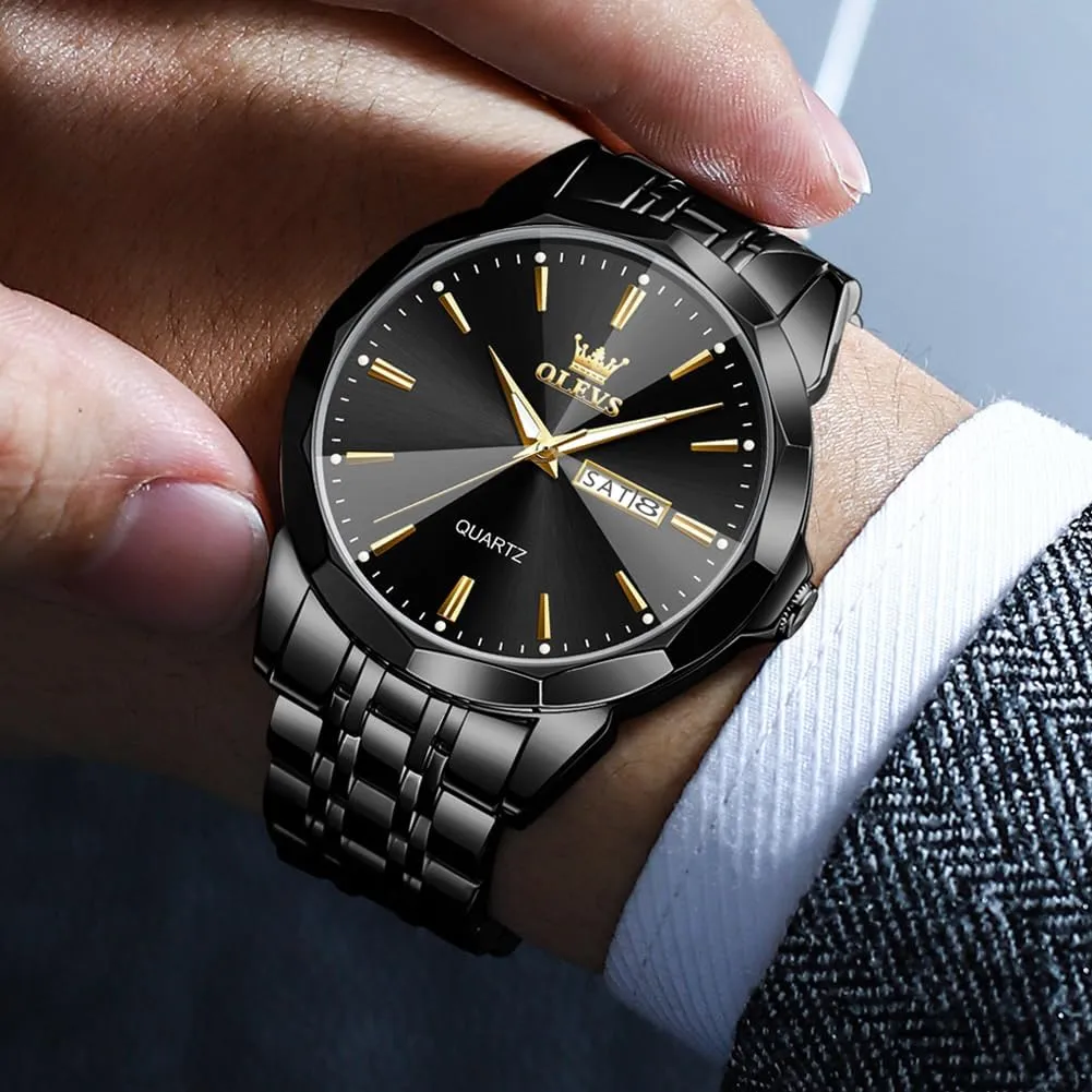Waterproof Luminous Date Two Tone Luxury Casual Wrist Watch OLEVS Watch for Men Diamond Business Dress Analog nursing Quartz Stainless Steel 