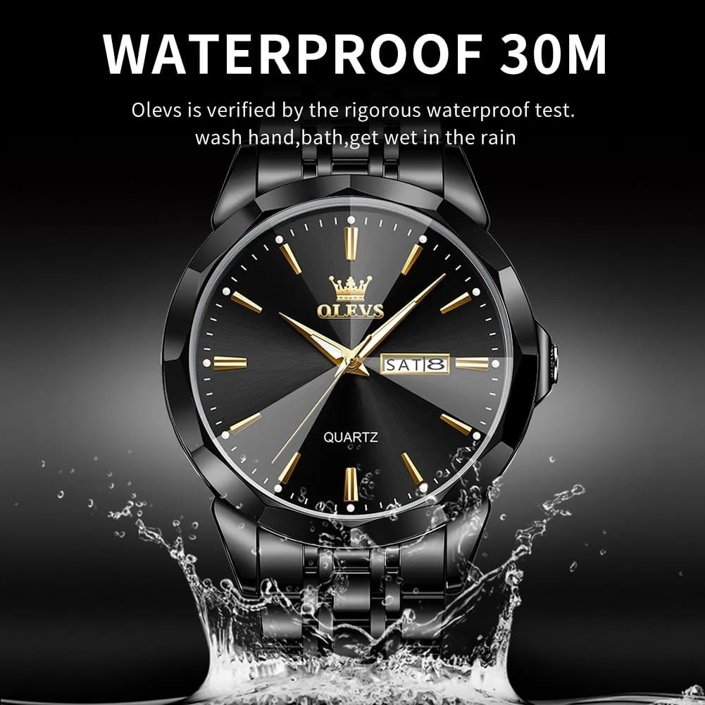 Waterproof Luminous Date Two Tone Luxury Casual Wrist Watch OLEVS Watch for Men Diamond Business Dress Analog nursing Quartz Stainless Steel 