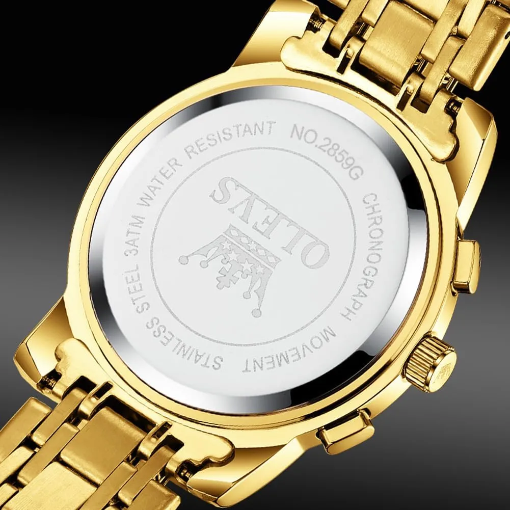 Waterproof Luminous Date Wrist Watch OLEVS Mens Watches Chronograph Business Dress Quartz Stainless televisual cost Steel 