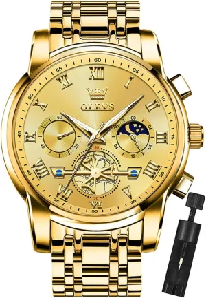 Waterproof Luminous Date Wrist Watch OLEVS Mens Watches Chronograph Business Dress Quartz Stainless televisual cost Steel 
