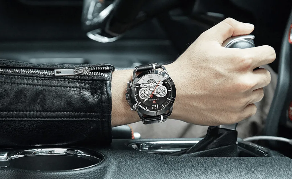 Waterproof  Quartz  Man Leather Sport Wrist Watch  Luxury Unique Design Perfect Gift
