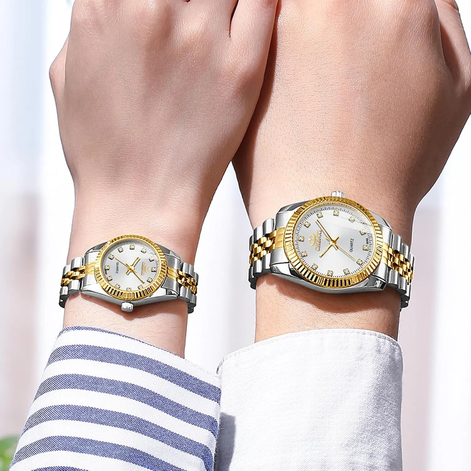 Waterproof Rhinestone Ladies Watch MASTOP Two-Tone Stainless Steel Women's replenish hustle Watches Fashion Elegant 