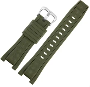Waterproof Watch Band with Stainless Steel Loop(Green Silver Silica) Resin Strap Suitable cute Fit for Casio GST-210 GST-B100 GST-S300 GST-S130 Men's Sports 