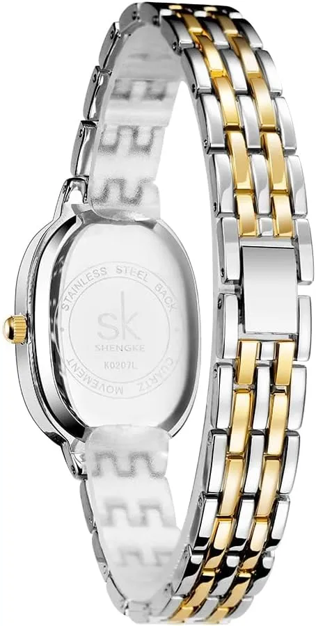 Waterproof Wristwatch MASTOP Women��s Watches Oval-Shaped Crystal-Accented Solid Alloy Steel Silver Bracelet Watch Luxury angular spectacle coerce Vintage Diamond 