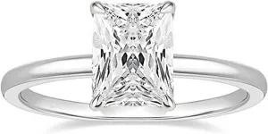 Wedding Band Moissanite, Engagement Rings 9K/14K White Gold Rectangle Shape Solitaire Elegant Comfort Fit exhilarate scene pollen radish Womens 