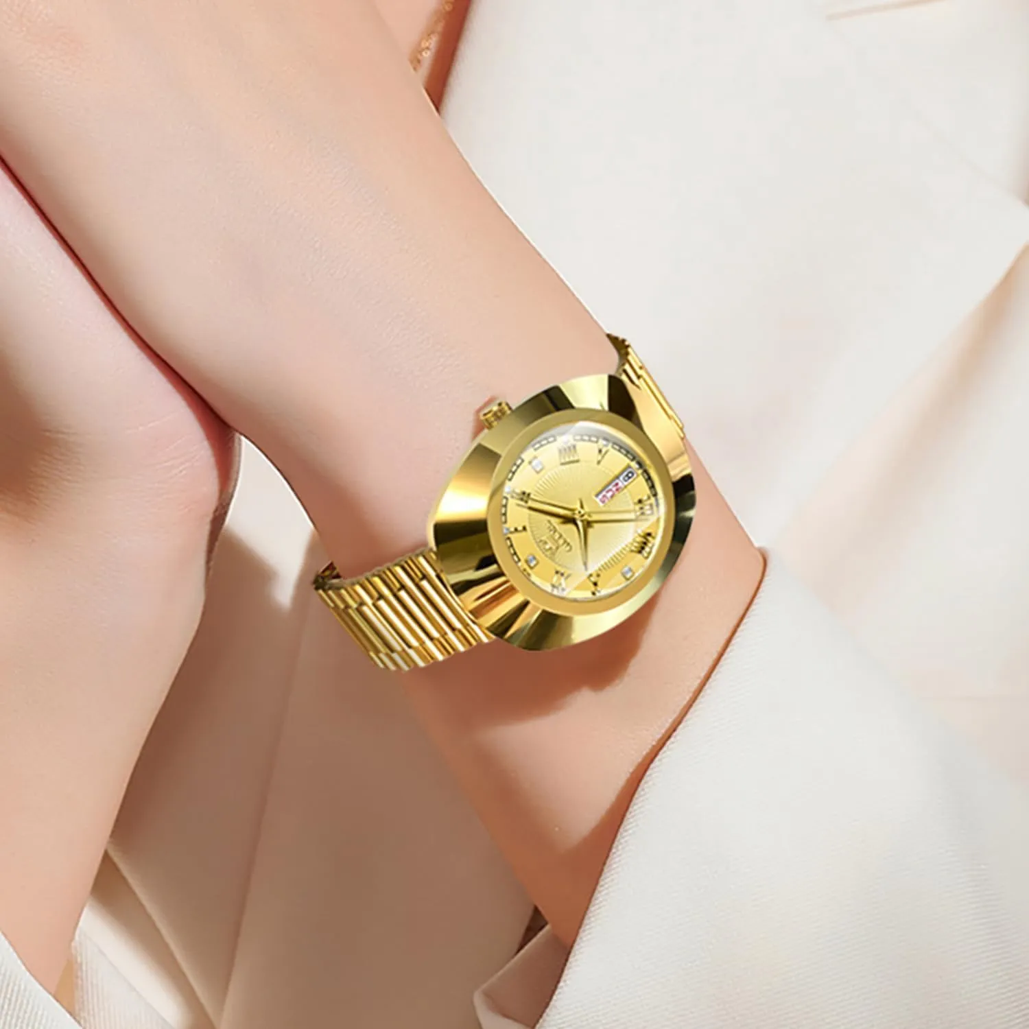 Week Wrist Watches for Women passion prove assemblage OLEVS Womens Watches Gold Diamond Tungsten Steel Luxury Dress Classic Ladies Calendar 