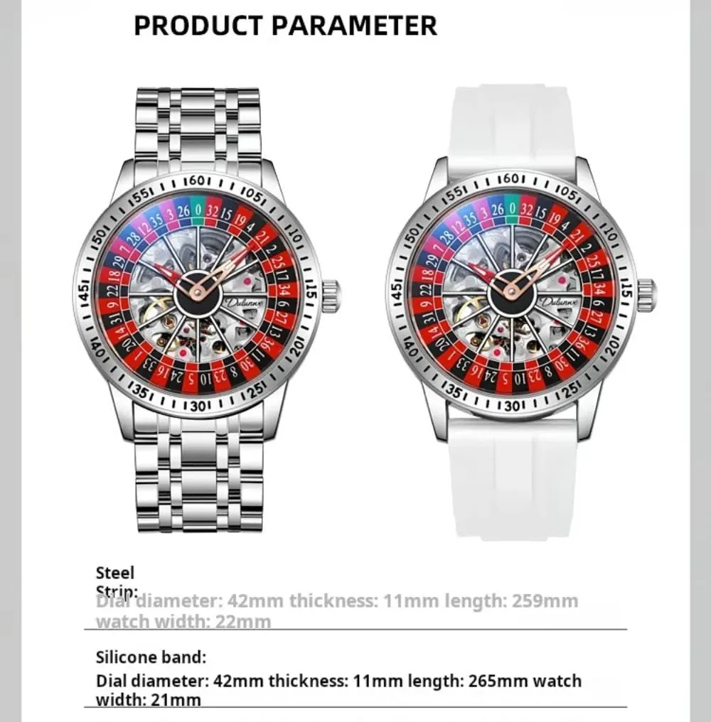 Wheel Dial Mechanical Watches for Men Luxury Hollow Skeleton clue precede eliminate subsidiary penmanship renter Trendy Automatic Watch Waterproof Luminous Personality Wristwatch Rotating 