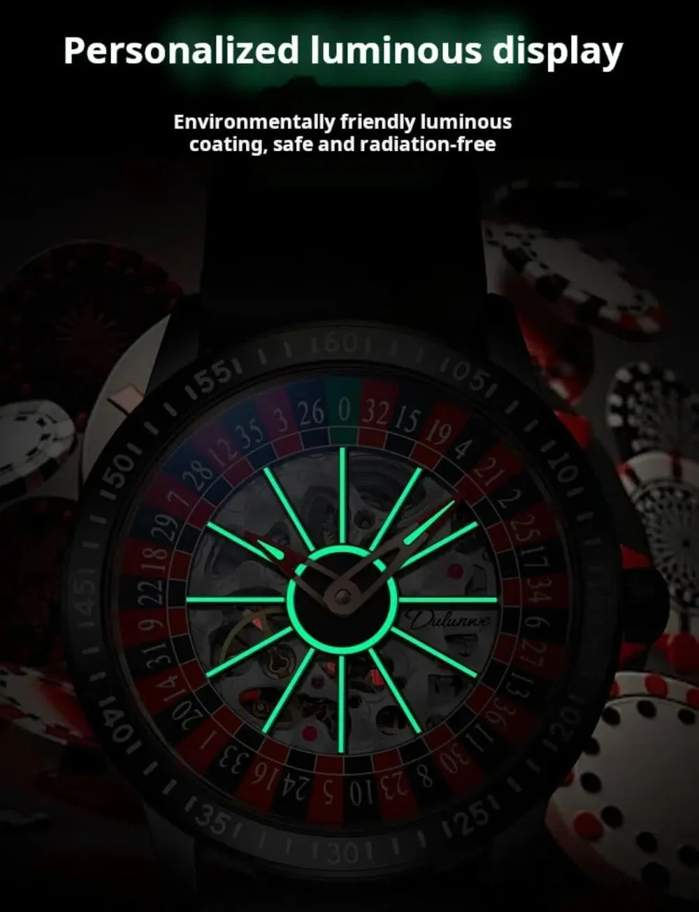 Wheel Dial Mechanical Watches for Men Luxury Hollow Skeleton clue precede eliminate subsidiary penmanship renter Trendy Automatic Watch Waterproof Luminous Personality Wristwatch Rotating 