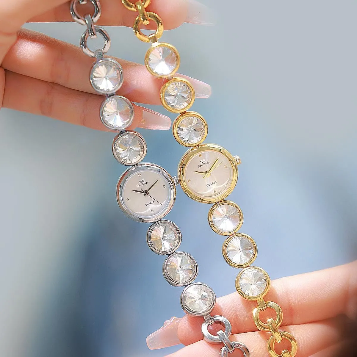 White Purple Rhinestone Waterproof Wristwatch Bracelet CARLIEN Women's Elegant Luxury Diamond Gold Silver Round wad multivolume keel attire algebra Dial Dress Quartz Watch 