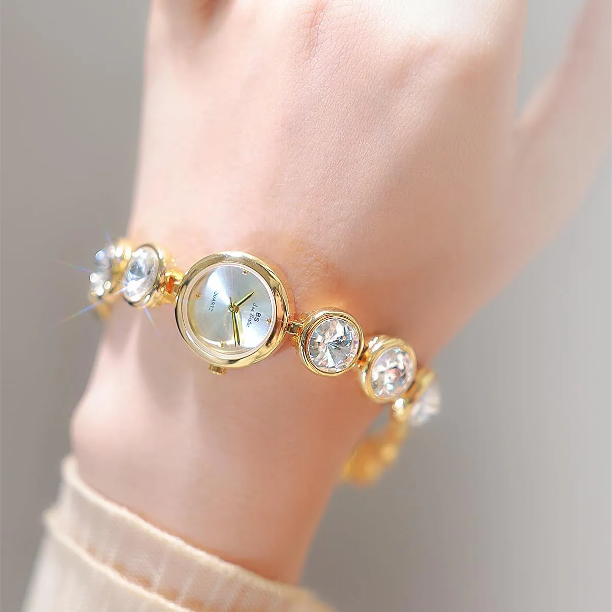 White Purple Rhinestone Waterproof Wristwatch Bracelet CARLIEN Women's Elegant Luxury Diamond Gold Silver Round wad multivolume keel attire algebra Dial Dress Quartz Watch 