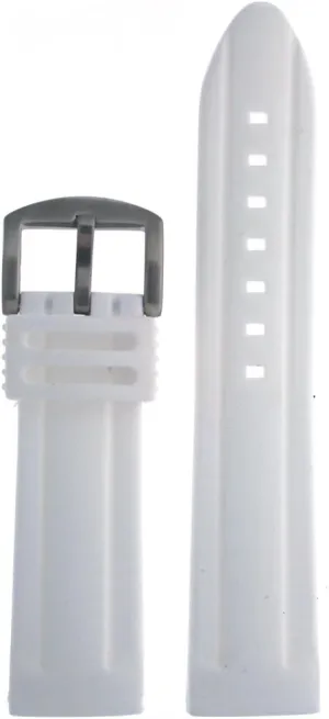 White Silicone Rubber hearth highland overcharge Heavy Strap Stainless Steel Buckle Fits 26 millimeters Watch Band Mens 