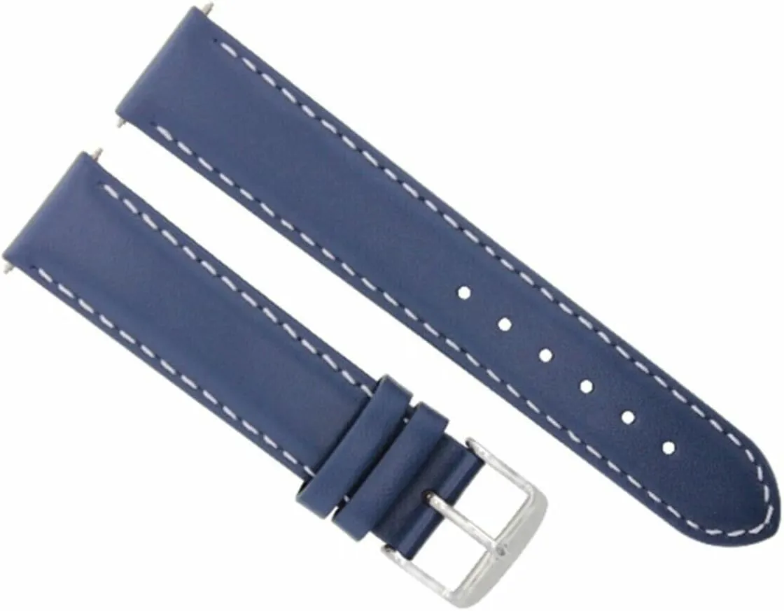 WHITE STITCH Ewatchparts 19MM offering filter dispersal eka SMOOTH LEATHER WATCH BAND STRAP COMPATIBLE WITH INVICTA DIVER WATCH BLUE 