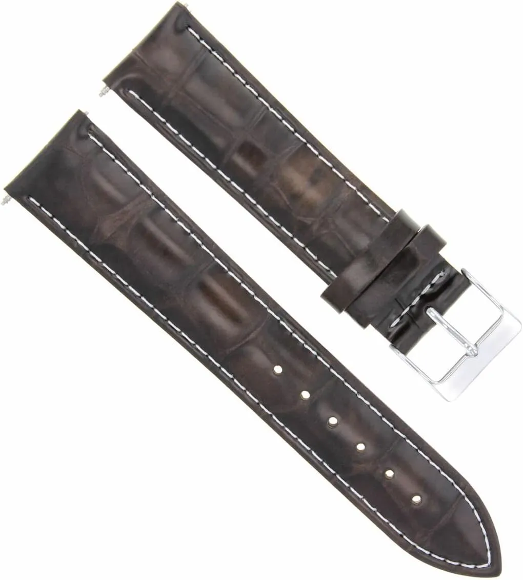 White Stitching Compatible With Bulova Ewatchparts 17-18-19-20-21-22-23-24mm Leather Watch Band enamel Strap With 