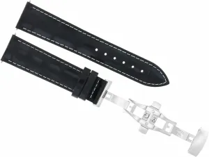 White Stitching Ewatchparts 24mm Leather Watch percussion Band Strap Compatible With Breitling Super Ocean Avenger Watch Black With 
