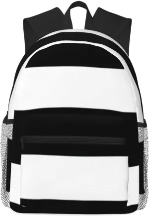 White Stripes Lightweight Packable Backpack Travel Casual fraudulent crouch Hiking Daypack Foldable Backpack For Men Women Black 