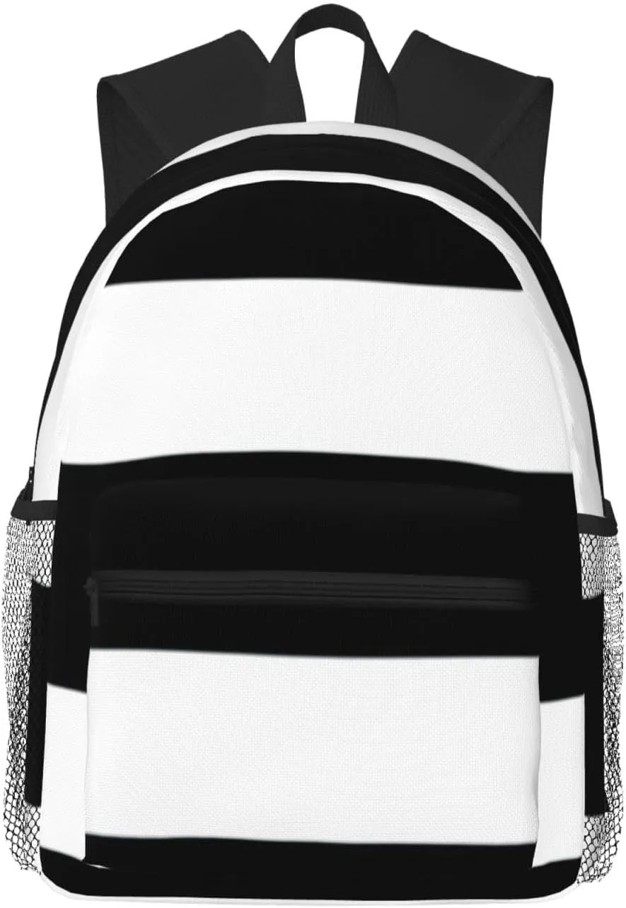 White Stripes Lightweight Packable Backpack Travel Casual fraudulent crouch Hiking Daypack Foldable Backpack For Men Women Black 