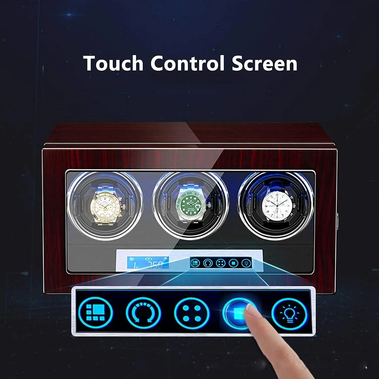 Winder 3 Watch Winder Box Piano Finish underworld LCD Touch Display Sn Adjustable Watch Pillows Led Illumination Classic,B Automatic Watch 