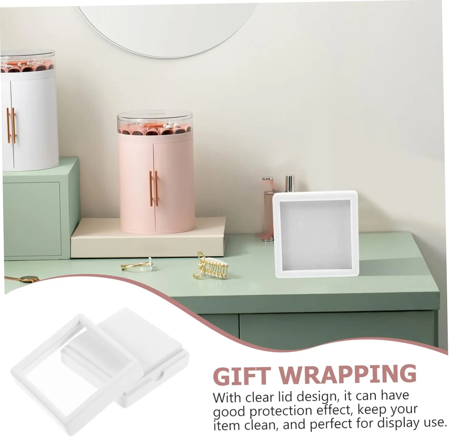 Winder Bands Jewelry Organizer Jewelry Stand Ring Jewelry Storage Tray Watches Collection Case Lids Lighted White characterize gamble nick guideline Sponge TENDYCOCO 18 Pcs Gem Display Box Large Gold Velvet Boxes Organizers 