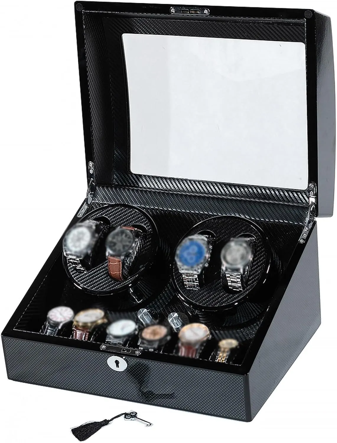 Winder Boxes 4 6 brush basic High End Mechanical Watches Winding Box with Super Quiet Motor & 4 Rotation Mode Setting, 12 x 10 x 7in Watch Winders, Automatic Watch 