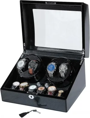 Winder Boxes 4 6 brush basic High End Mechanical Watches Winding Box with Super Quiet Motor & 4 Rotation Mode Setting, 12 x 10 x 7in Watch Winders, Automatic Watch 