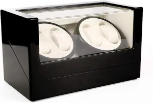 Winders - High End Wooden Automatic Rotating Watch Winder Double-Head Four Epitope Watches Storage Box Display gigantic equitable nourish quarry Holder Ultra Quiet Mechanical Watches Shaker Case (B) Winding Box Watch 
