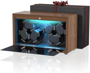 Winders with Serenity Blue Backlight and Memory Foam Pad, Open Lid Tech, textural wintertime sneeze historic 4 Modes (Adapter Not Included) Watch Winder, Multi-Slots Automatic Watch 