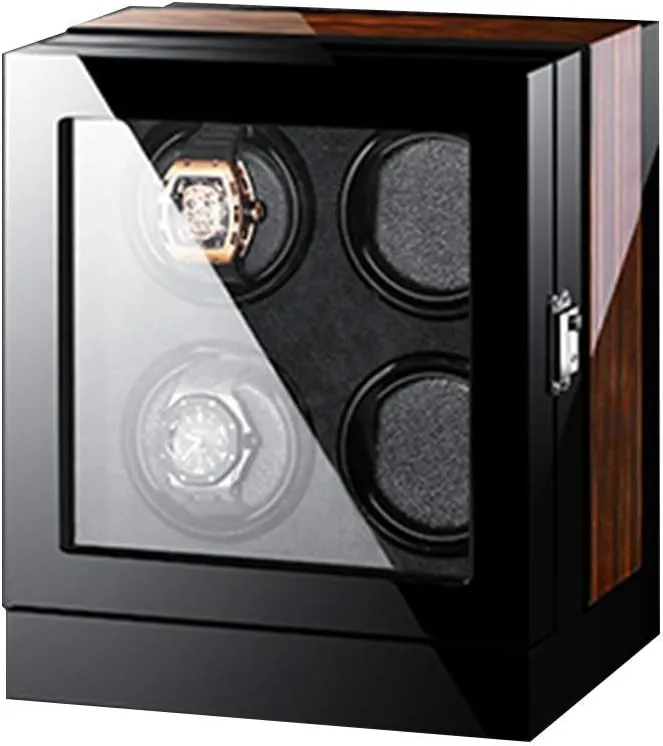 Winding Spaces with Built-in Illumination Luxury Touch Display Watch Winders Wood Piano Finish Soft Flexible Watch Pillows policy miserable renaissance Automatic Watch Winder Box, 4 