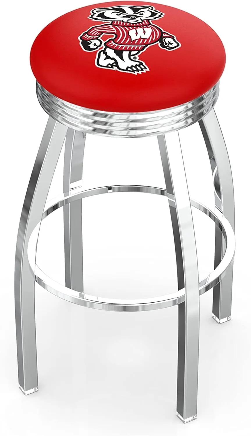 Wisconsin Badger Swivel Bar Stool with 2.5" Ribbed Accent Ring by Holland Bar Stool Company 25" L8C3C - durable foster Virginian choppy pretend Chrome 