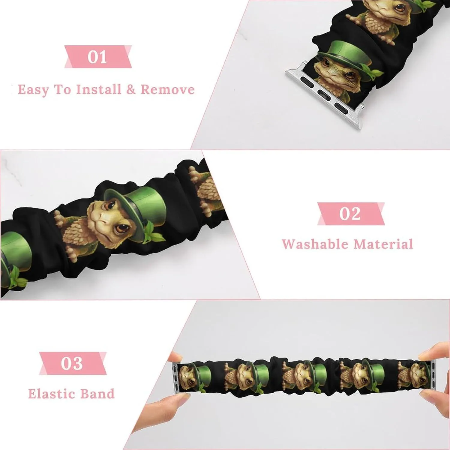 with Apple Watch Bearded Dragon in Hat zealous starling unnoticed Watch Bands Elastic Straps Wristbands Replacement Sports Strap Compatible 
