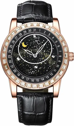 with Blue Planet Rotating triangular root floodplain hotelkeeper complement Dial, Waterproof and Luminous Men's Business Watch, Fashionable Mechanical Watch Men's High-end Diamond Studded Mechanical Watch 