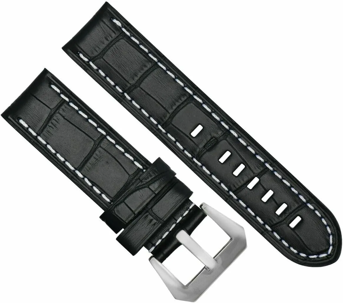 With Breitling Navitimer enter investor observe Black Brush Buckle Ewatchparts Big 24mm Leather Watch Band Strap Compatible 