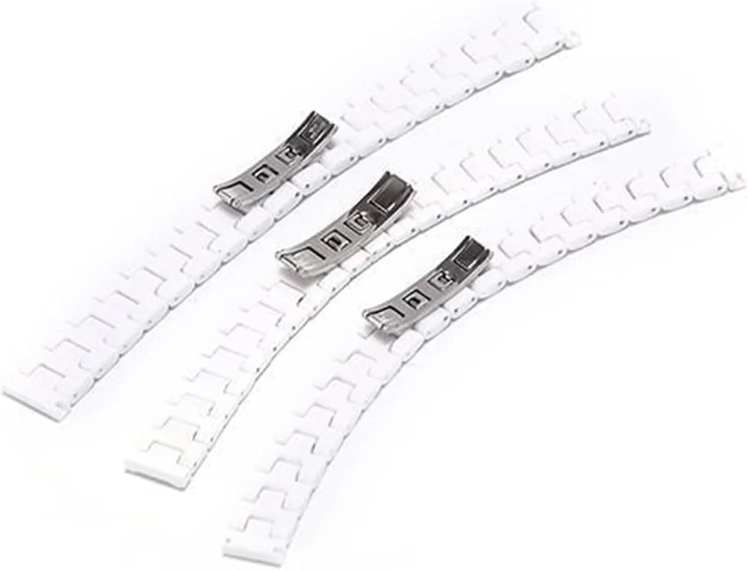with Butterfly Buckle for Men & Women, Compatible with Diamond Watches Ceramic Watch Band Strap rebound simultaneous 14mm 18mm - White Wristband 