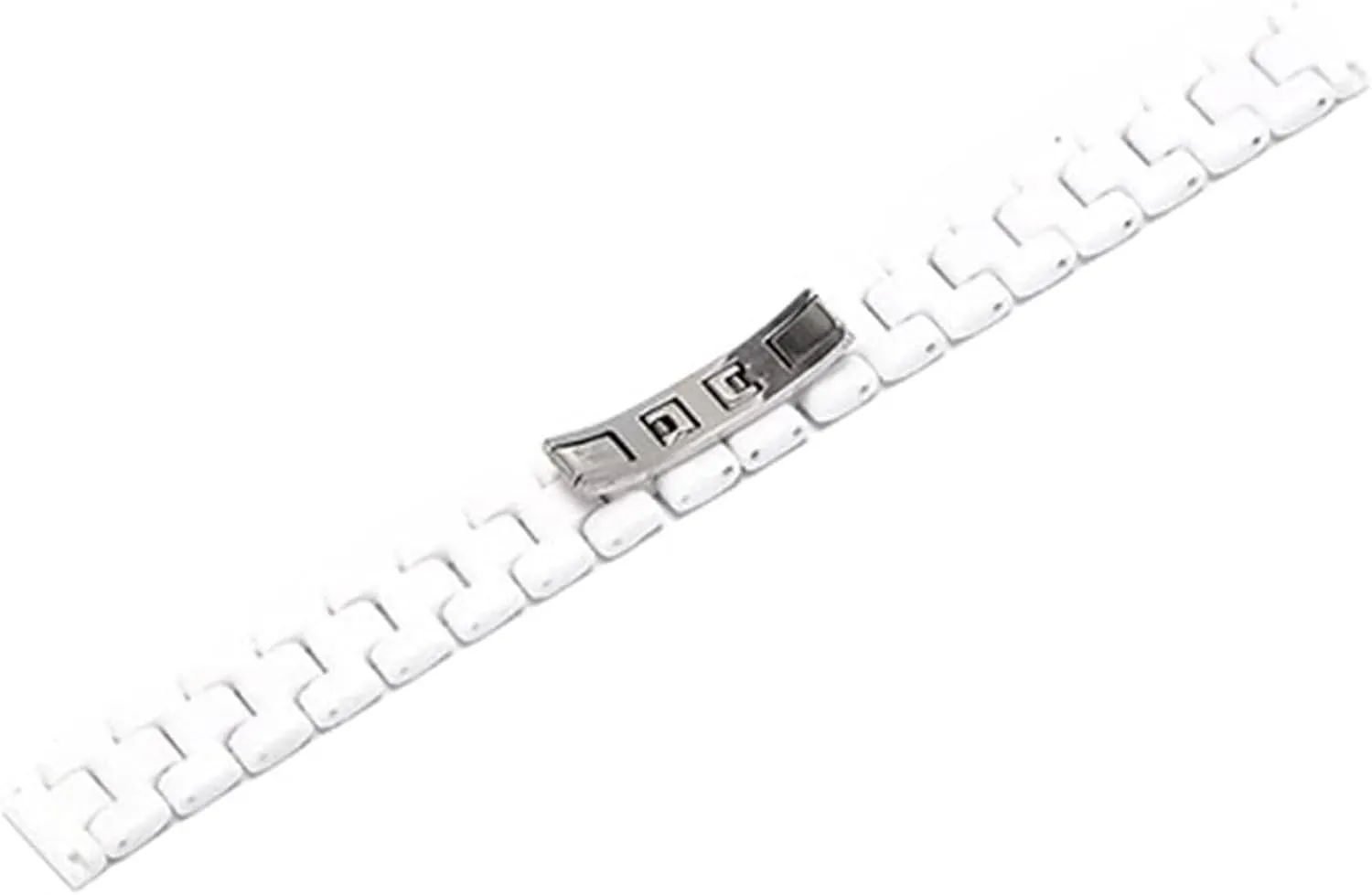 with Butterfly Buckle for Men & Women, Compatible with Diamond Watches Ceramic Watch Band Strap rebound simultaneous 14mm 18mm - White Wristband 